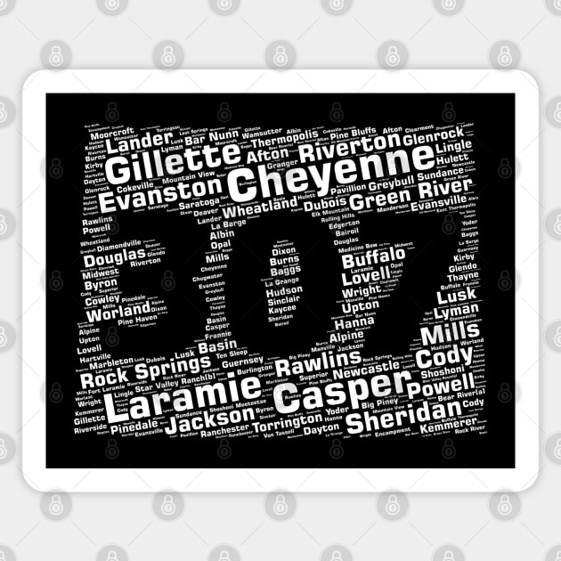 Wyoming Cities 307 Area Code Sticker by shirtonaut